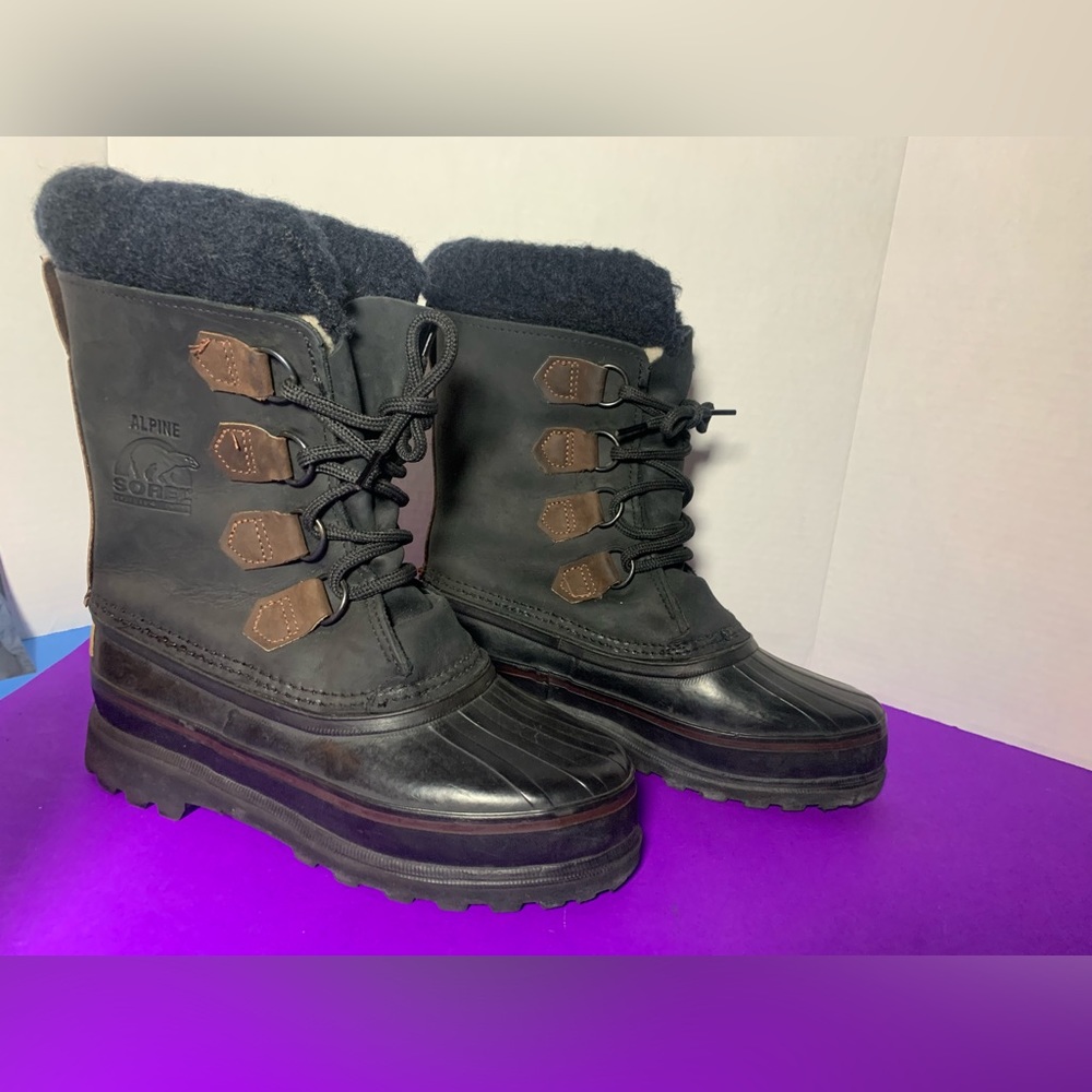 Sorel Vintage Black Winter Duck Boots Insulated Size 6